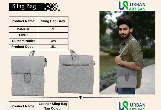 Grey PU Sling Bag, product code UA-151