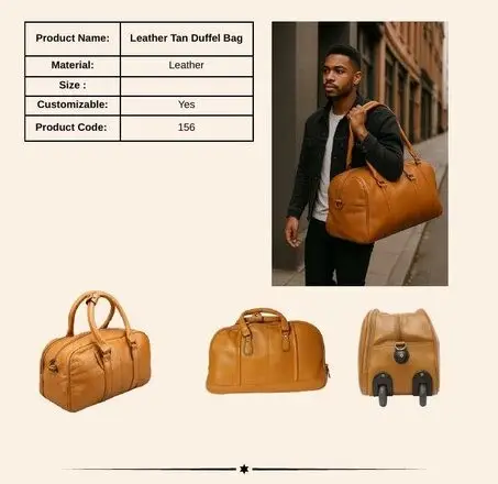Leather Tan Duffel Bag, product code UA-156