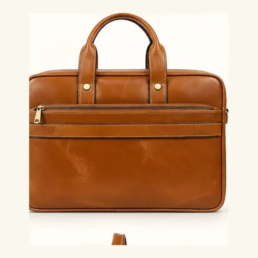 leather tan executive bag – ua 113 rear Leather Tan Executive Bag UA-113 rear view