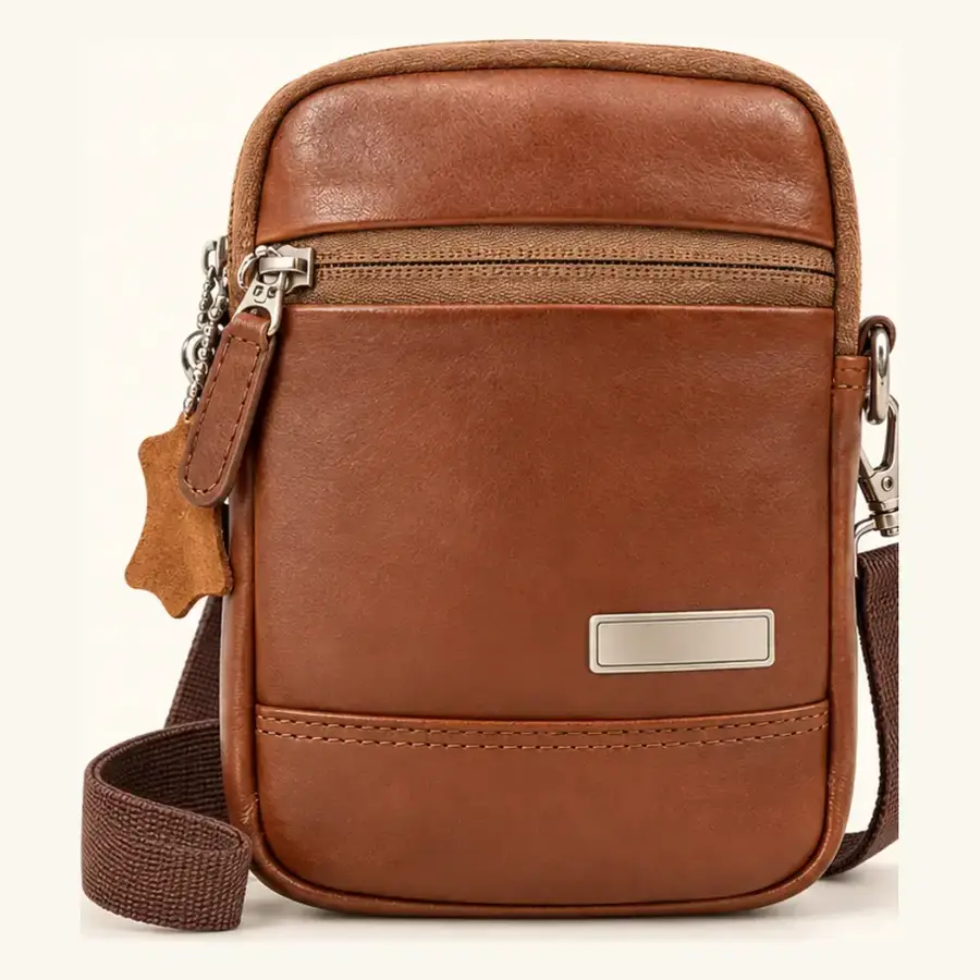 genuine leather sling/waist bag – ua 138 front three quarter Genuine Leather Sling/Waist Bag UA-138 front three-quarter view