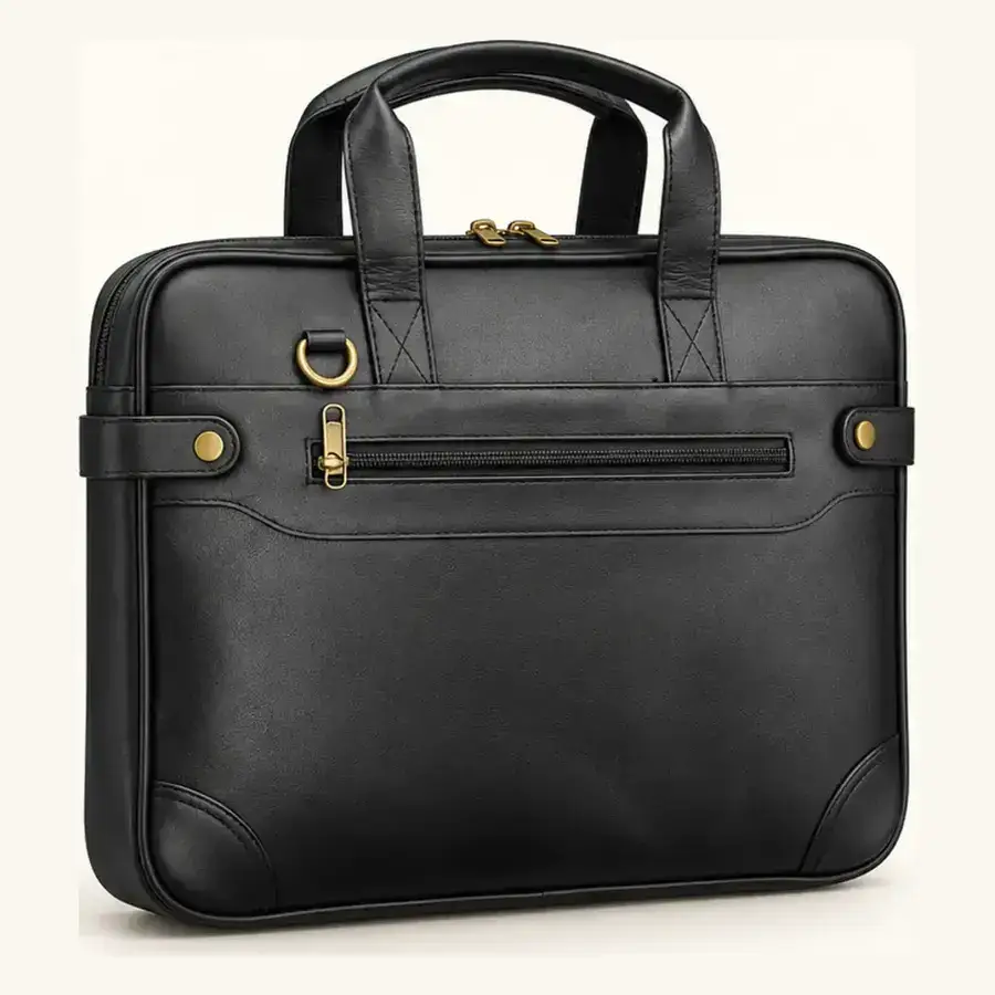 midnight compact laptop briefcase – ua 15 front three quarter Midnight Compact Laptop Briefcase UA-15 front three-quarter view