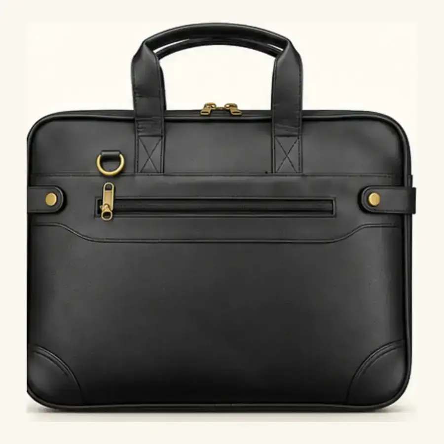 midnight compact laptop briefcase – ua 15 rear Midnight Compact Laptop Briefcase UA-15 rear view