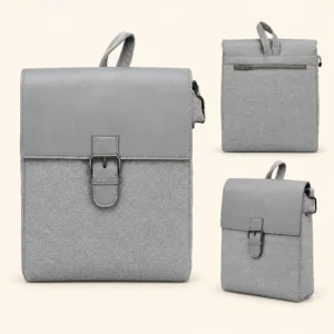 Grey PU Sling Bag UA-151 shown from multiple angles