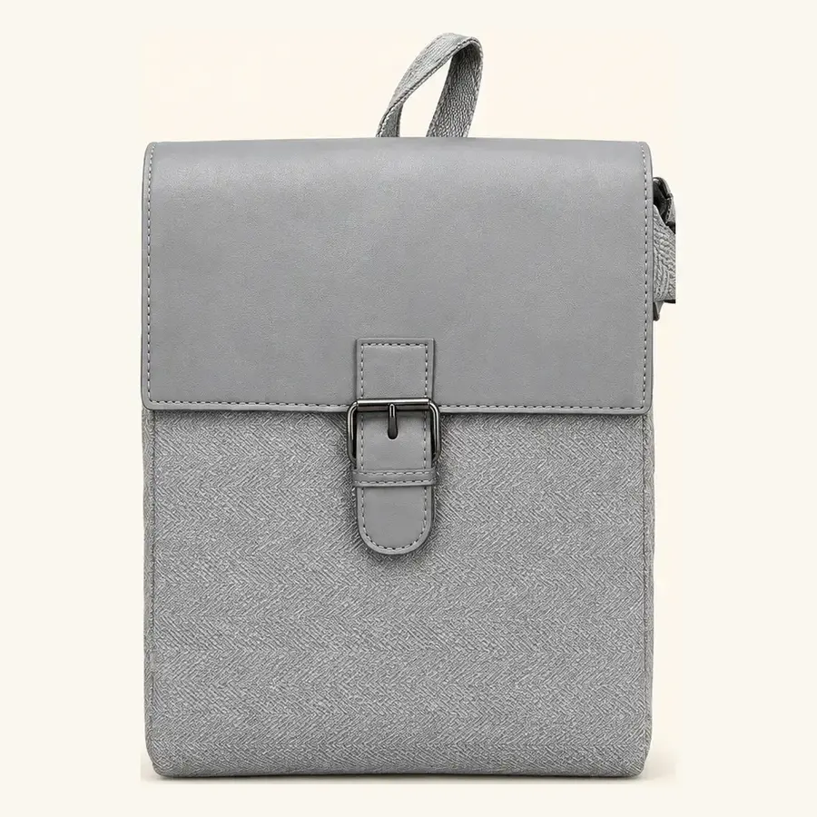 grey pu sling bag – ua 151 front three quarter Grey PU Sling Bag UA-151 front three-quarter view