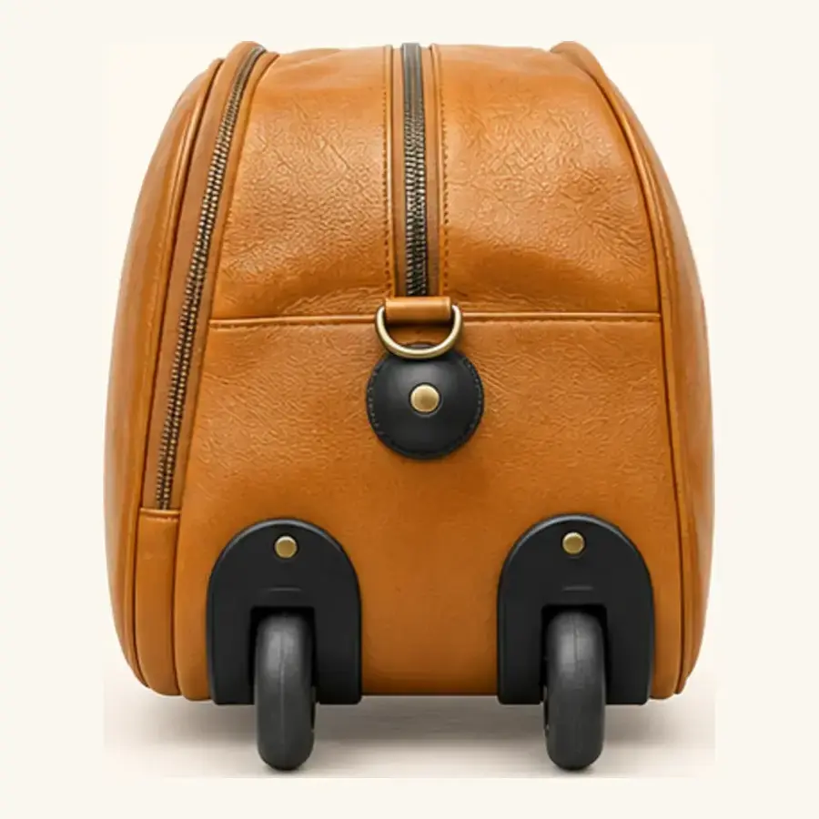 leather tan duffel bag – ua 156 alternate Leather Tan Duffel Bag UA-156 alternate angle view
