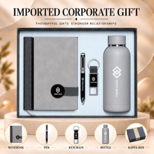 Slate Grey Executive Gift Set 5-in-1 Notebook Pen Keychain Bottle Kappa Box UA-IG01
