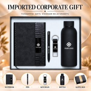 Croco Flap Executive Black Gift Set 5-in-1 Notebook Pen Keychain Bottle Kappa Box UA-IG02