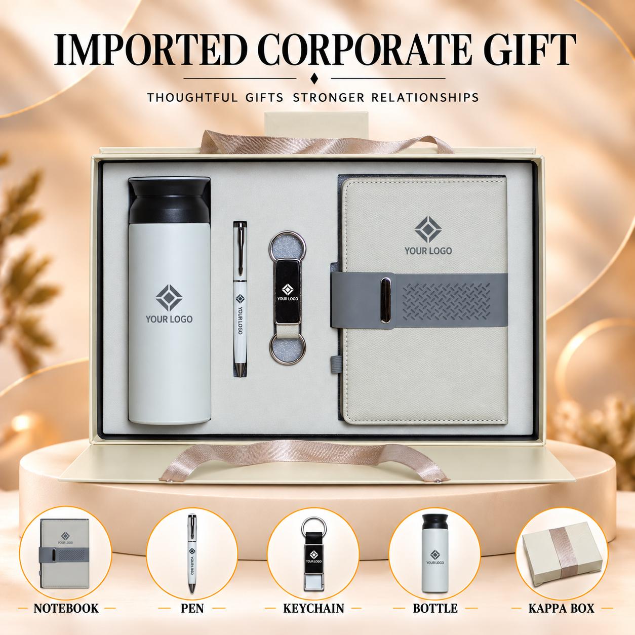 Ivory & Grey Ribbon Executive Gift Set (5-in-1) - UA-IG03 Ivory & Grey Ribbon Executive Gift Set (5-in-1) - UA-IG03