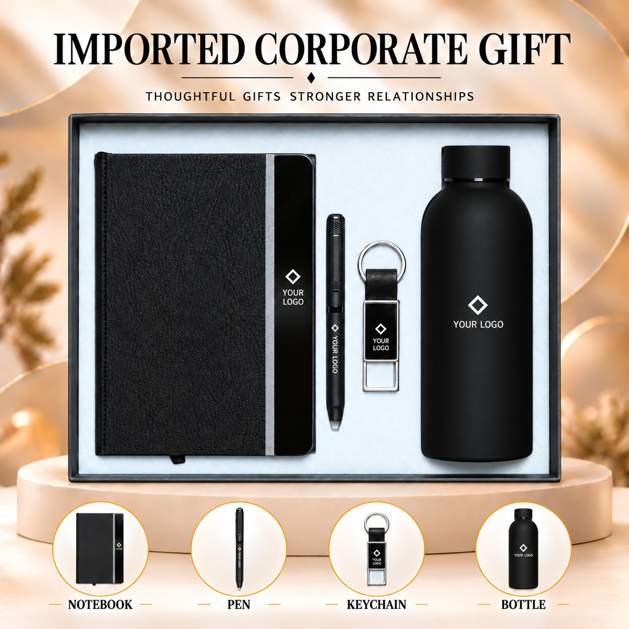 Onyx Black Executive Silver-Stripe Gift Set (4-in-1) - UA-IG06 Onyx Black Executive Silver-Stripe Gift Set (4-in-1) - UA-IG06