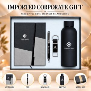 Geometric Diagonal Black & Grey Gift Set 5-in-1 Diagonal Notebook Pen Keychain Bottle Kappa Box UA-IG09