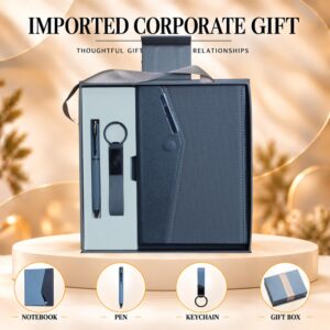 Deep Navy Blue Pocket Cut Gift Set 4-in-1 Navy Notebook Pen Keychain Pull-Tab Box UA-IG17
