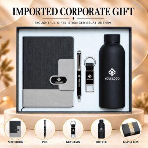 Charcoal & Heather Grey Tab Gift Set 5-in-1 Dual-Tone Notebook Pen Keychain Bottle Kappa Box UA-IG22