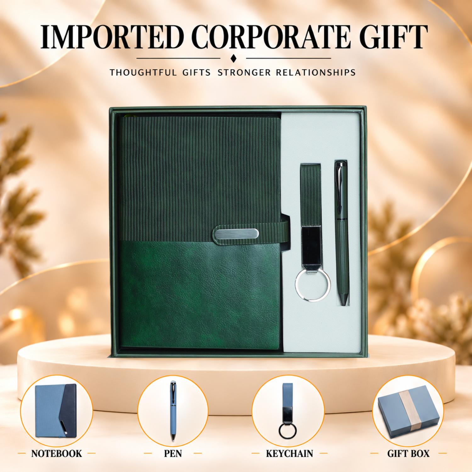 Emerald Forest Green Ribbed Gift Set (4-in-1) - UA-IG25 Emerald Forest Green Ribbed Gift Set (4-in-1) - UA-IG25